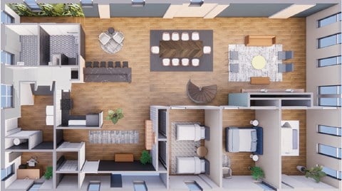 Floor plan for 5 beds, 2 baths